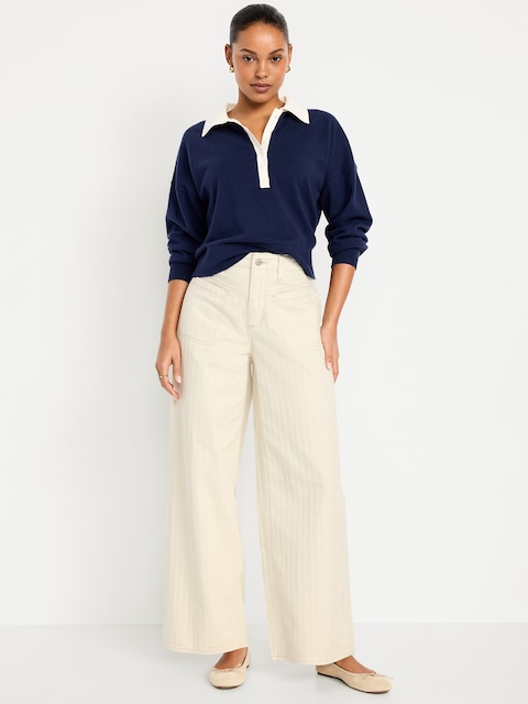 High-Waisted Baggy Wide-Leg Utility Jeans