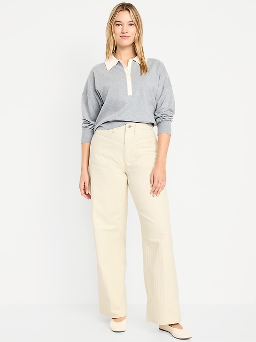 Image number 6 showing, High-Waisted Baggy Wide-Leg Utility Jeans