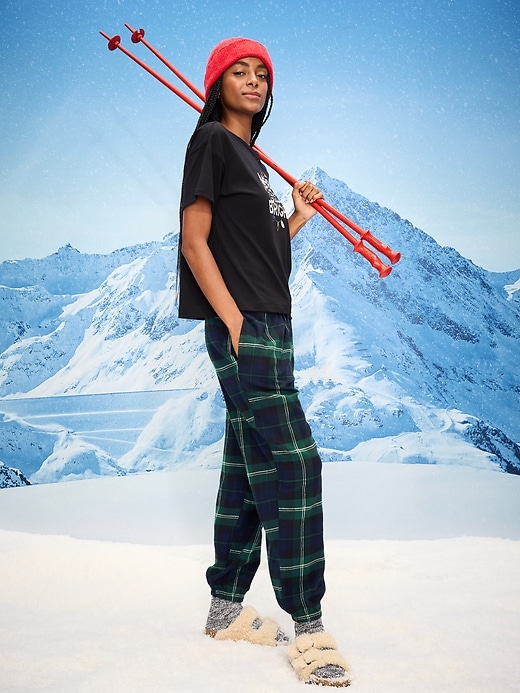 Image number 3 showing, Plaid Flannel Pajama Joggers for Women