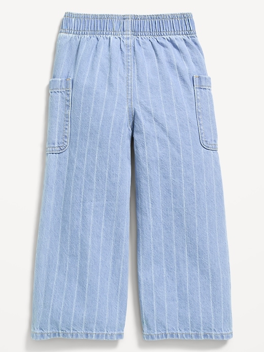 Image number 2 showing, Pull-On Baggy Striped Wide-Leg Cargo Jeans for Toddler Girls