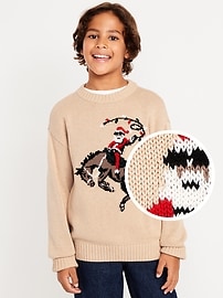 Image number 1 showing, Oversized Crew-Neck Holiday Graphic Sweater for Boys