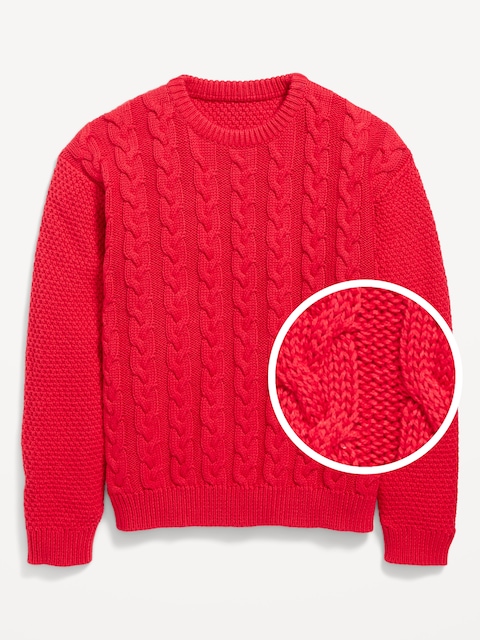 Long-Sleeve Cable-Knit Sweater for Boys - Sanguine