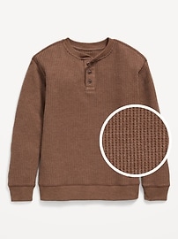 Image number 1 showing, Long-Sleeve Henley Thermal-Knit T-Shirt for Boys