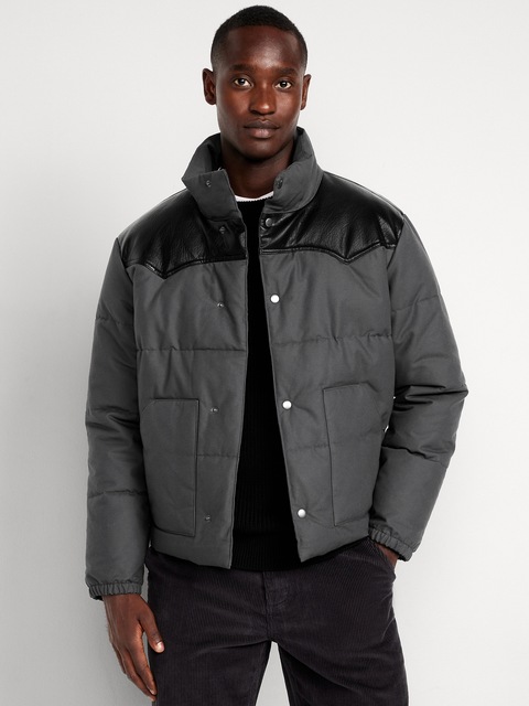 Western Canvas Puffer Jacket - Panther