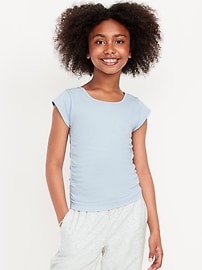 Image number 4 showing, Fitted Ruched Seamless Performance Top for Girls