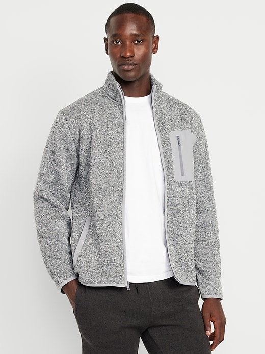 Image number 1 showing, Sherpa-Lined Fleece-Knit Jacket