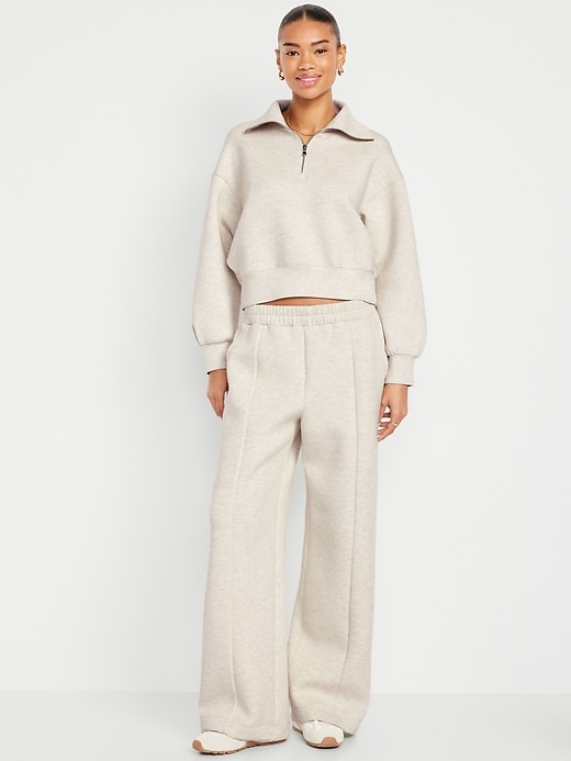 Image number 1 showing, High-Waisted Bounce Fleece Wide-Leg Sweatpants