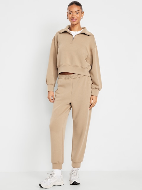 High-Waisted Bounce Fleece Jogger Sweatpants - Salt Marsh
