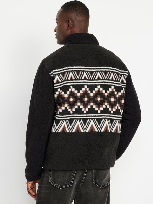 L'image numéro 2 présente Chandail en sherpa à motif et à glissière au quart