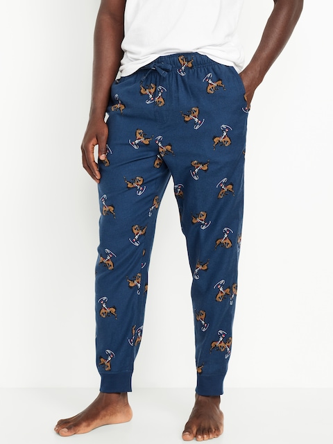 Printed Flannel Pajama Joggers for Men - Horses