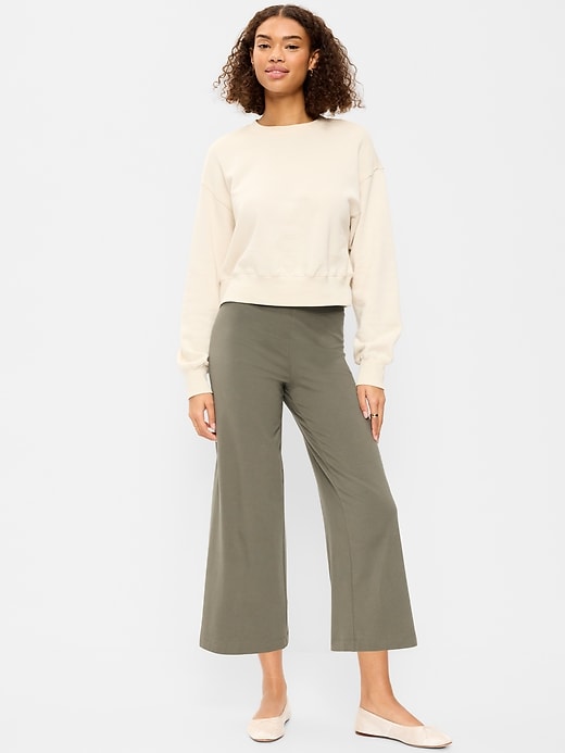 Image number 1 showing, High-Waisted Fashion Wide-Leg Cropped Leggings