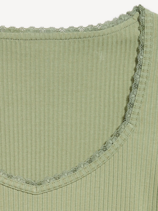 Image number 4 showing, Lace-Trim Sweetheart-Neck Ribbed Top