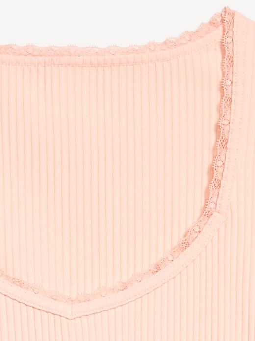 Image number 4 showing, Lace-Trim Sweetheart-Neck Ribbed Top