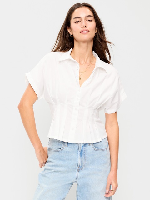 Slim-Waisted Button-Down Shirt