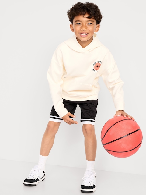 Knee Length Mesh Basketball Shorts for Boys - Blackjack