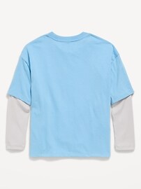 Image number 3 showing, Oversized Long-Sleeve 2-In-1 Graphic T-Shirt for Girls