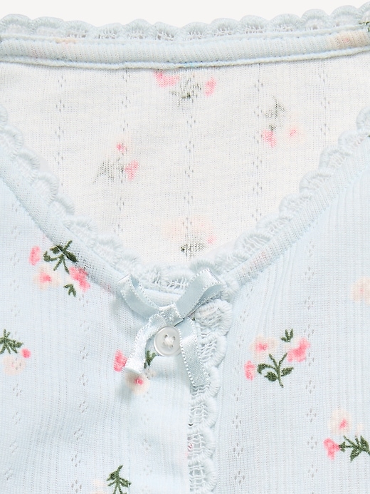 L'image numéro 4 présente Haut en tricot pointelle à boutons et à manches longues pour toute-petite