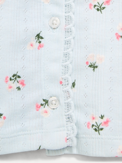 L'image numéro 3 présente Haut en tricot pointelle à boutons et à manches longues pour toute-petite