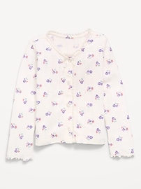 L'image numéro 1 présente Haut en tricot pointelle à boutons et à manches longues pour toute-petite