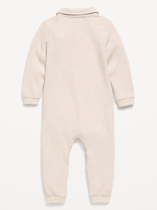 Image number 3 showing, Waffle-Knit Collared One-Piece for Baby