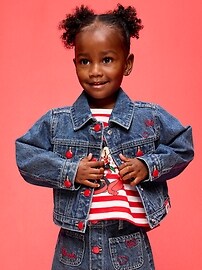L'image numéro 1 présente Veste camionneur courte en denim Minnie Mouse de Old Navy x Disney pour toute-petite