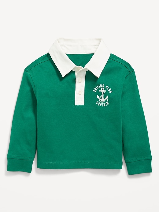 Image number 1 showing, Oversized Long-Sleeve Rugby Shirt for Toddler Boys