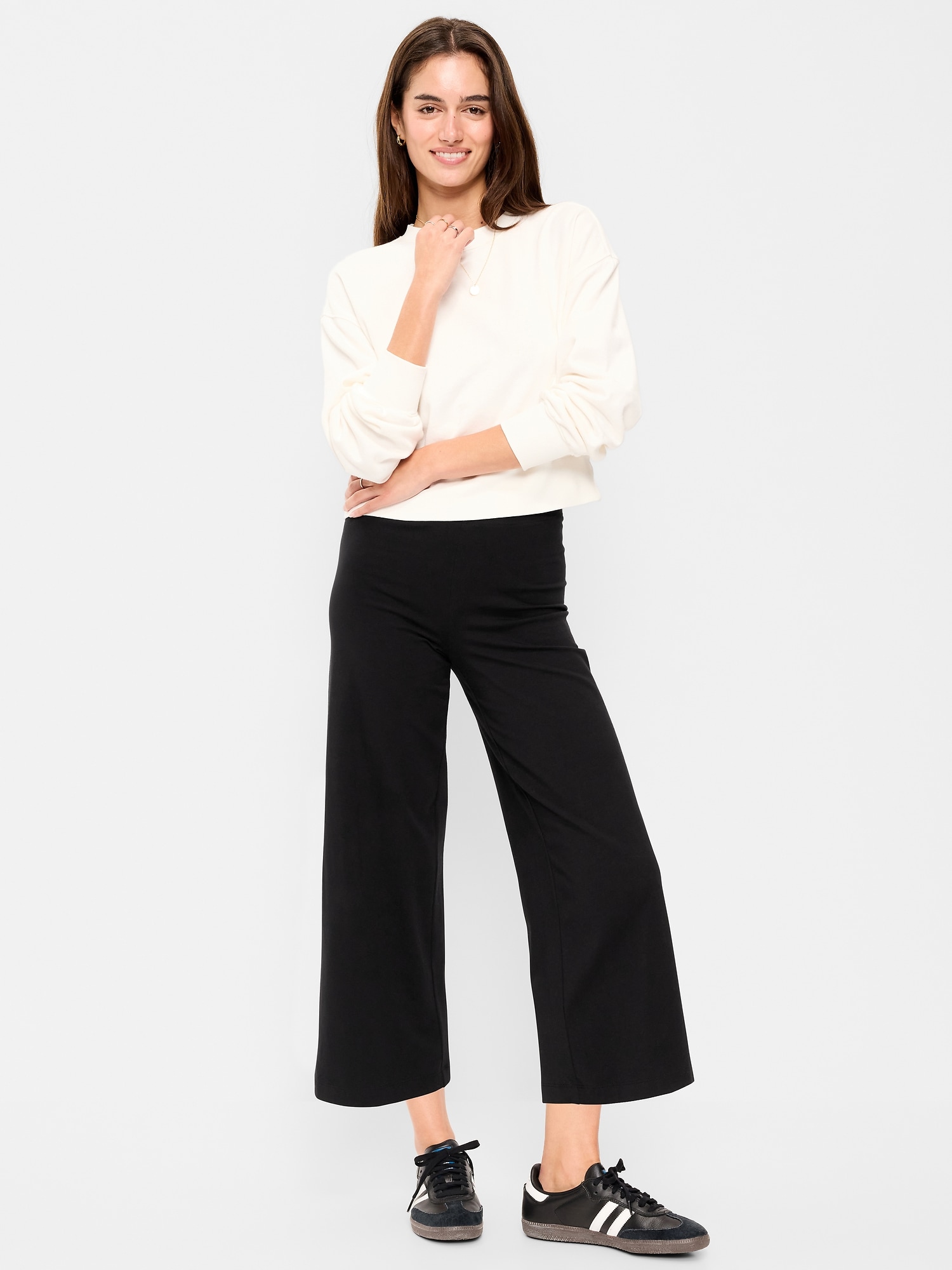 High-Waisted Fashion Wide-Leg Cropped Leggings