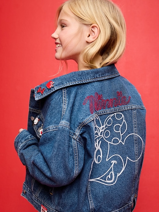 Image number 1 showing, Old Navy x Disney Minnie Mouse Oversized Jean Trucker Jacket for Girls