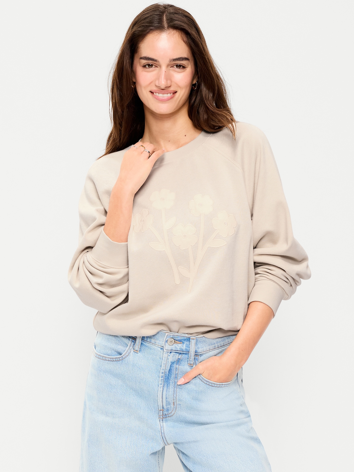 Oversized Graphic Raglan Sweatshirt