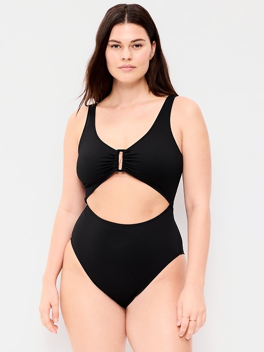 Image number 5 showing, Textured One-Piece Cut-Out Swimsuit
