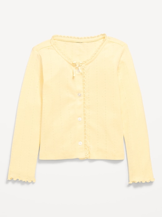 L'image numéro 1 présente Haut en tricot pointelle à boutons et à manches longues pour toute-petite