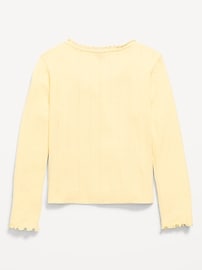 L'image numéro 2 présente Haut en tricot pointelle à boutons et à manches longues pour toute-petite