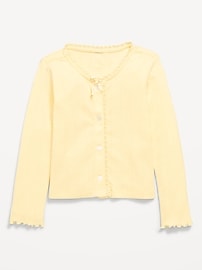 L'image numéro 1 présente Haut en tricot pointelle à boutons et à manches longues pour toute-petite