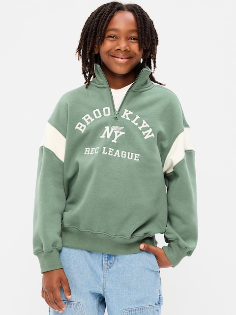 Oversized Graphic Quarter-Zip Sweatshirt for Boys