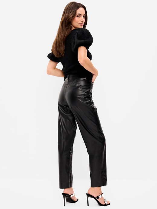 L'image numéro 3 présente Pantalon Pixie droit à taille haute en similicuir