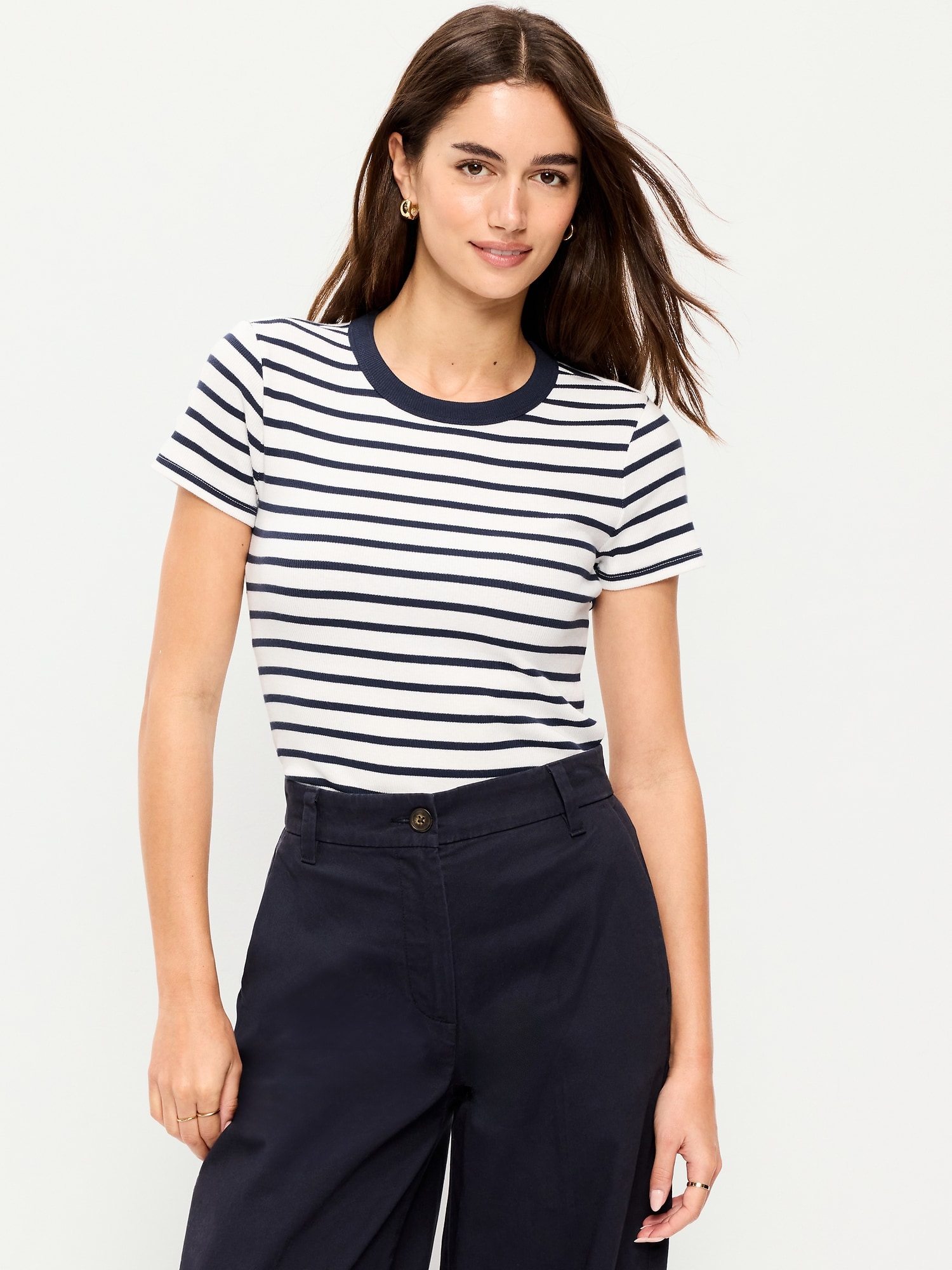 Snug Crew-Neck Ribbed T-Shirt