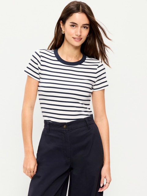 Snug Crew-Neck Ribbed T-Shirt