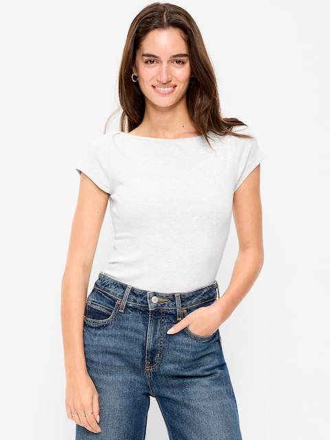 T-SHIRT AJUSTÉ À ENCOLURE BATEAU