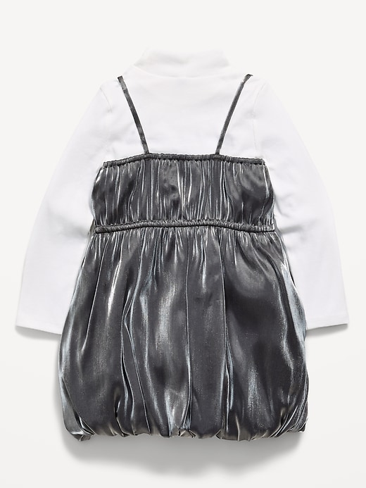 Image number 3 showing, Mock-Neck Top and Satin Bubble Dress Set for Toddler Girls