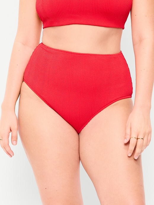 Image number 5 showing, High-Waisted Ribbed Bikini Swim Bottoms