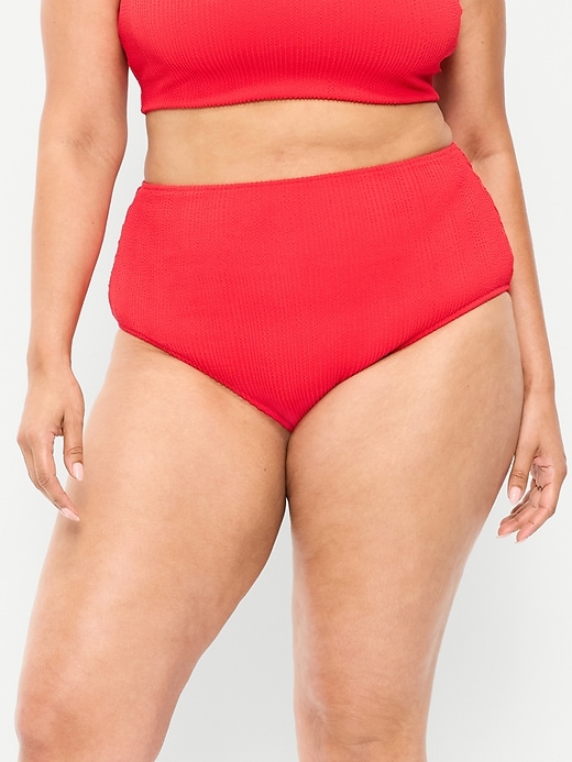 Image number 7 showing, High-Waisted Ribbed Bikini Swim Bottoms