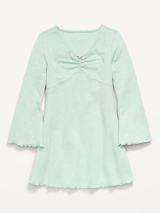 Image number 3 showing, Long-Sleeve Textured Knit Fit and Flare Dress for Girls