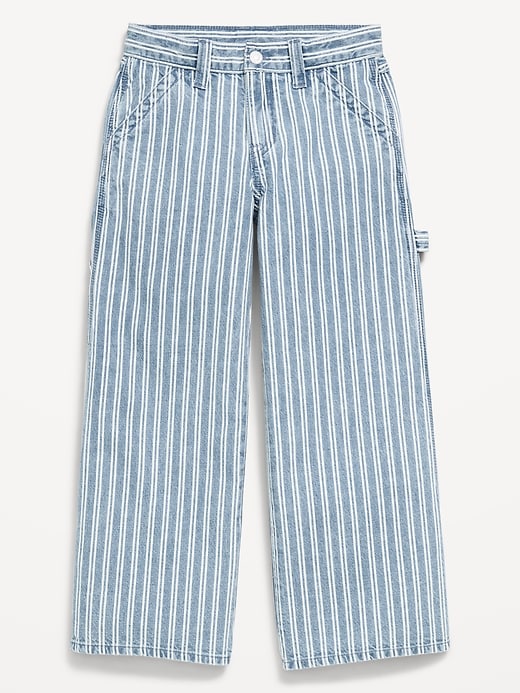 Image number 1 showing, Super Baggy Striped Wide-Leg Carpenter Jeans for Girls