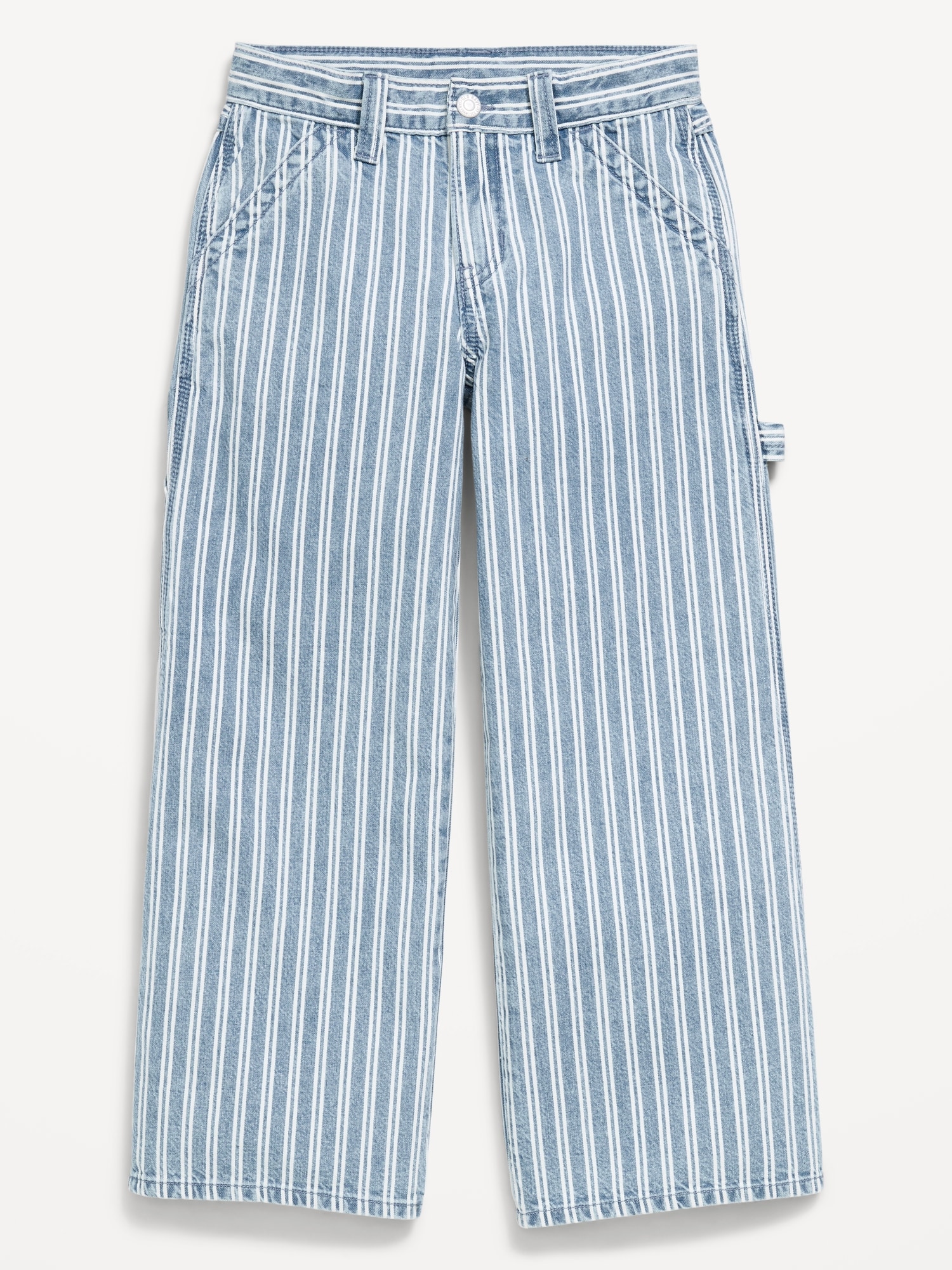 Super Baggy Striped Wide-Leg Carpenter Jeans for Girls