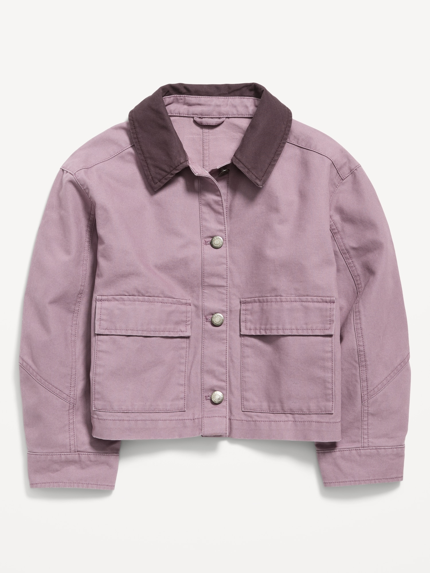 Canvas Cropped Utility Barn Jacket for Girls