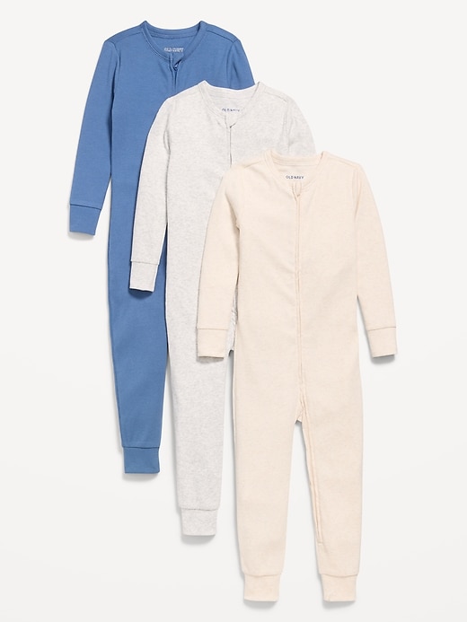 Image number 1 showing, Snug-Fit 2-Way-Zip Pajama One-Piece 3-Pack for Toddler & Baby