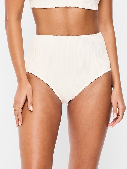Image number 1 showing, High-Waisted Ribbed Bikini Swim Bottoms