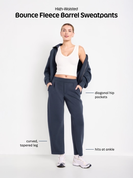 Image number 8 showing, High-Waisted Bounce Fleece Barrel Sweatpants