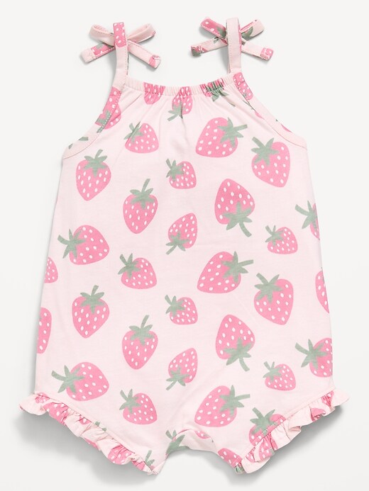 Image number 3 showing, Printed Sleeveless Tie-Strap Romper for Baby