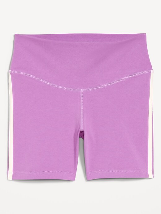 Image number 8 showing, High-Waisted PowerChill Side-Stripe Biker Shorts -- 5-inch inseam